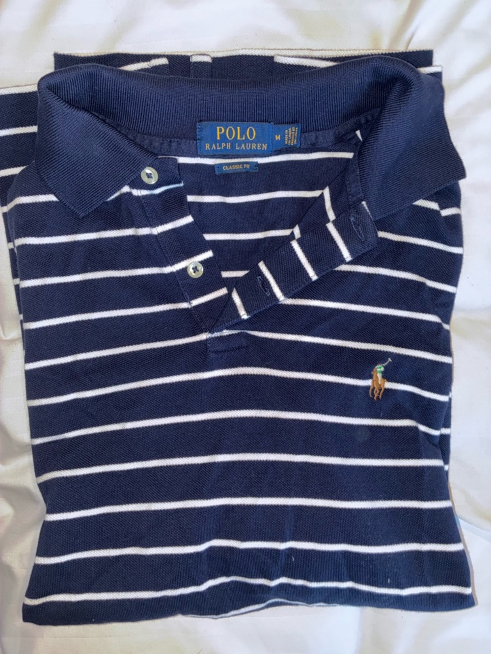 Polo Ralph Lauren Navy & White Striped Golf Polo